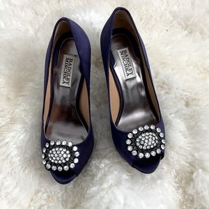 Badgley Mishka Satin Peep-toe Pumps